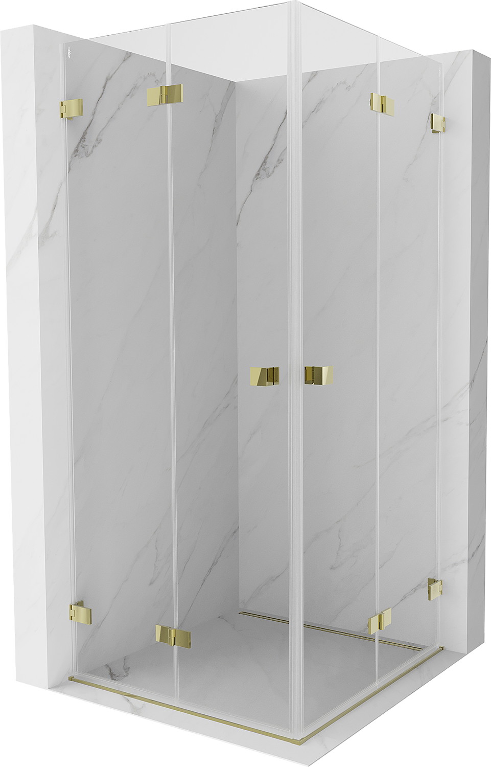 Mexen Lunar-F Duo kabina prysznicowa składana 95 x 95 cm, transparent, złota - 836-095L-095P-50-00